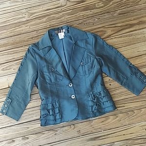 🌹amp Emerald Side Ruffle Blazer Top